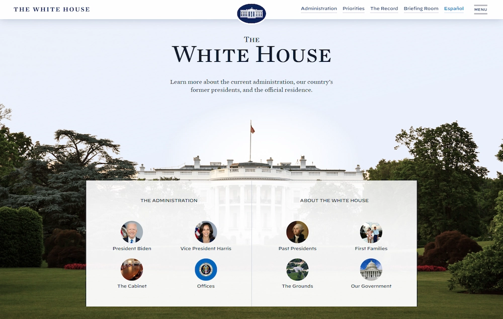 Site da Casa Branca em WordPress